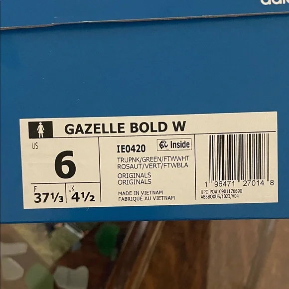 Adidas Women's Gazelle Pink and Green Sneakers - Picture 4 of 4